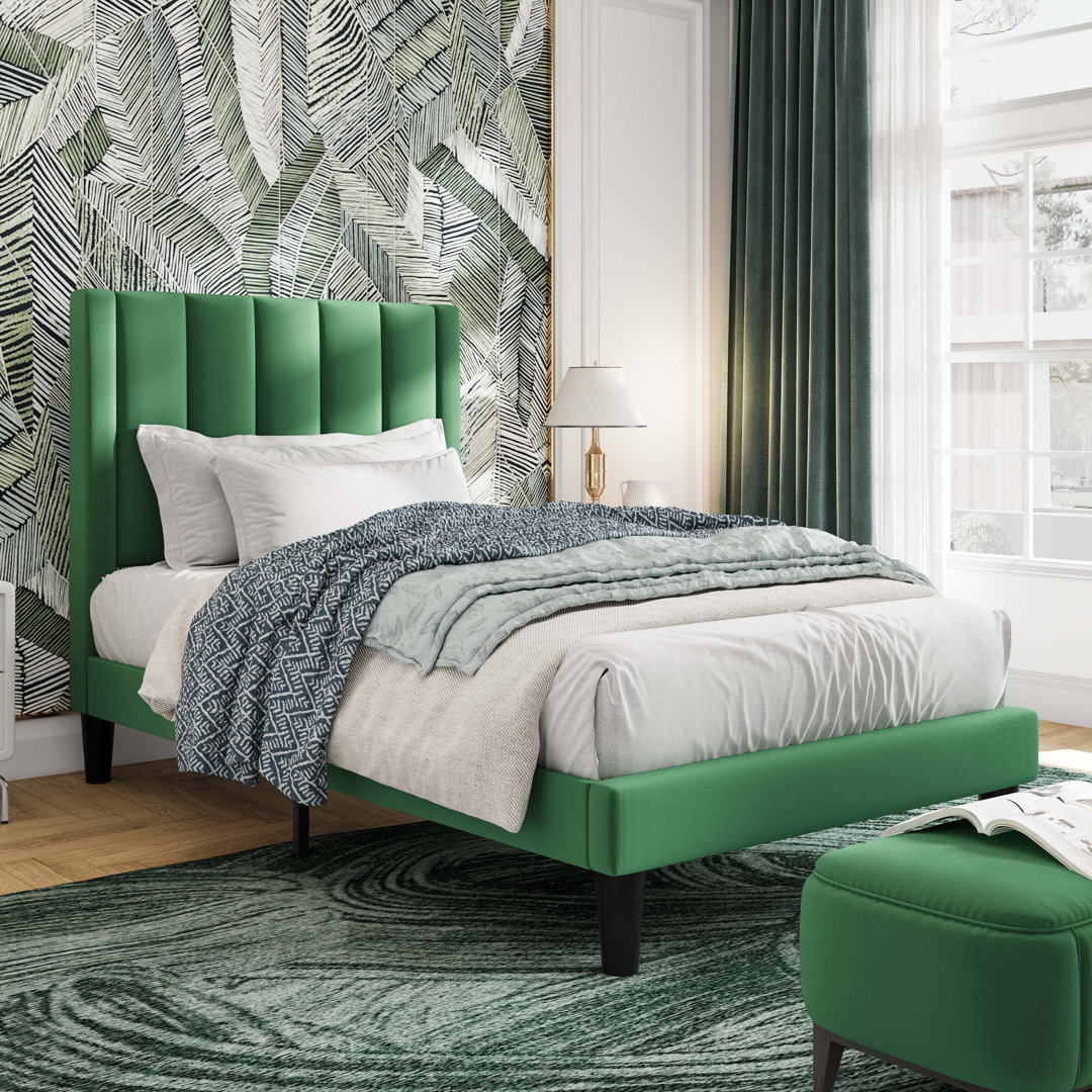 Cleo Velvet Upholstered Platform Bed